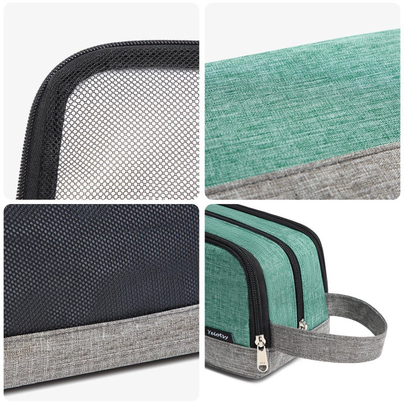 Yeiotsy Dopp Kit for Men - Color Clash Travel Toiletry Organizer with Mesh Pockets, Durable Shaving bag for Gym & Camping (Green) - Image 5